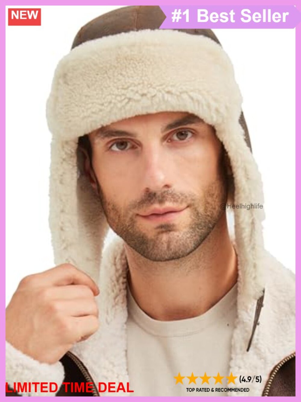 Genuine Fur Trapper Hat Suede Winter Aviator Ear Flaps Unisex